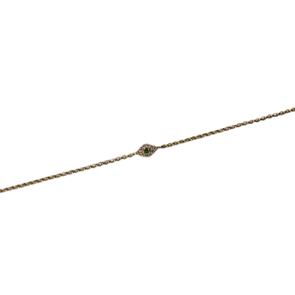 Diamond and Emerald Evil Eye Bracelet