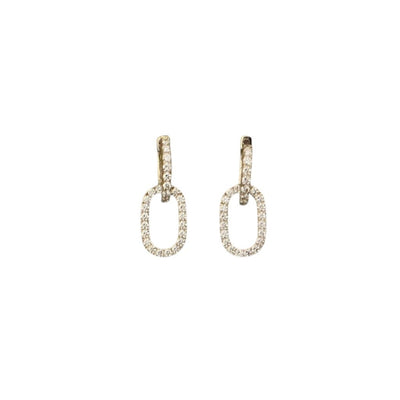 Diamond Huggies with Oval Dangle