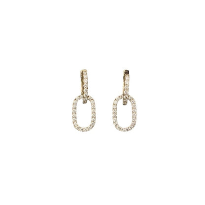 Diamond Huggies with Oval Dangle
