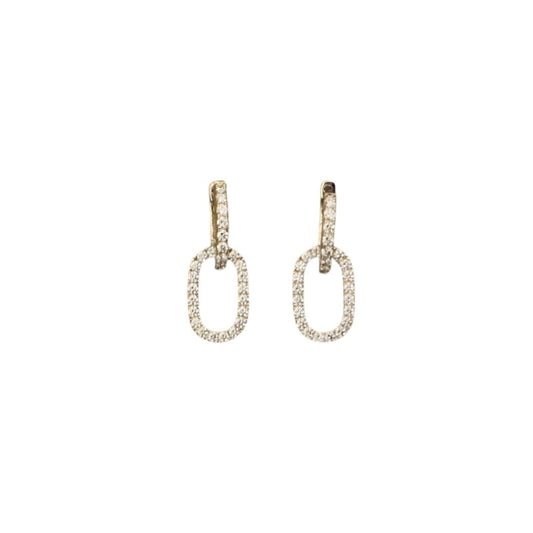 Diamond Huggies with Oval Dangle
