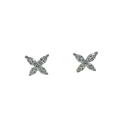 Marquise Diamond Flower Stud Earrings