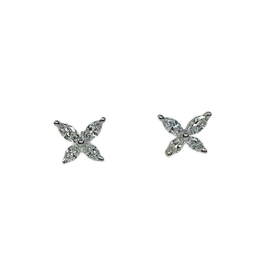 Marquise Diamond Flower Stud Earrings
