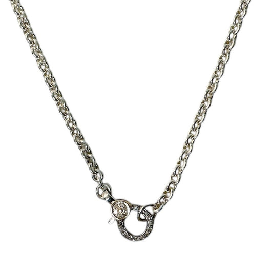 Sterling Silver Chain with Oxidized Diamond Clasp