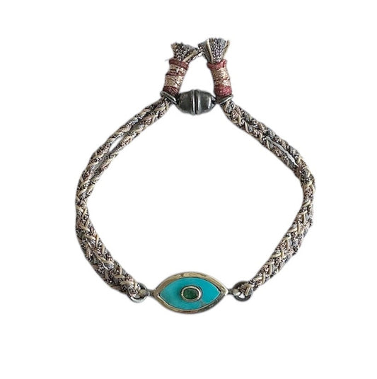 Turquoise and Emerald Mini Evil Eye Bracelet