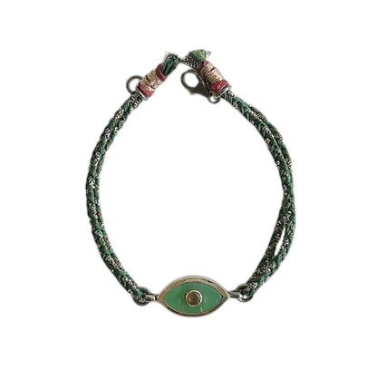Chrysoprase and Tourmaline Mini Evil Eye Bracelet