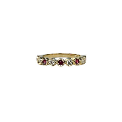Bezel Set Ruby and Diamond Anniversary Band