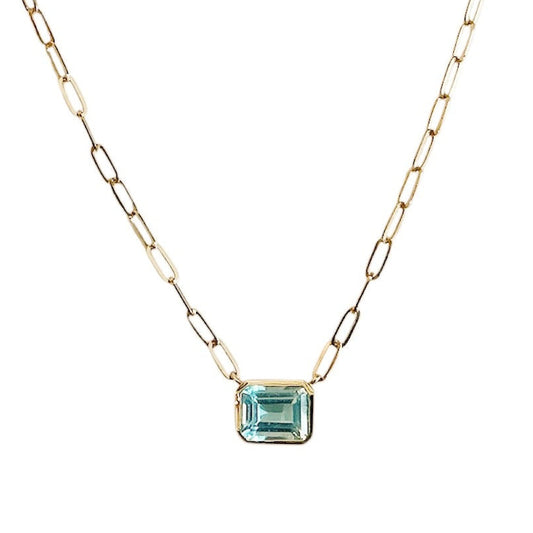 Sky Blue Topaz Solitaire Necklace