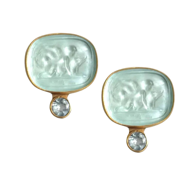 Spearmint Guardian Angel Intaglio Earrings