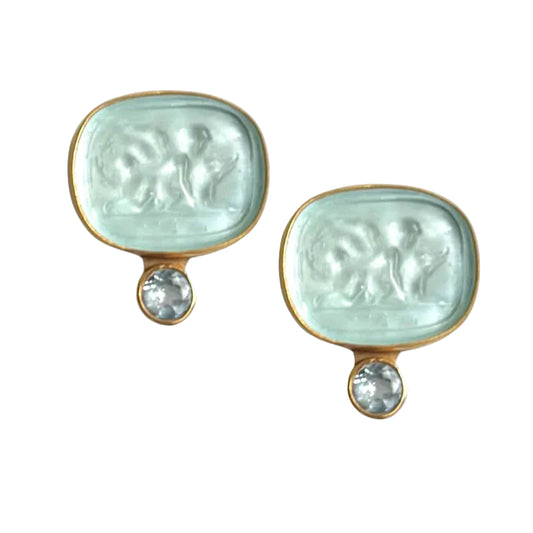 Spearmint Guardian Angel Intaglio Earrings