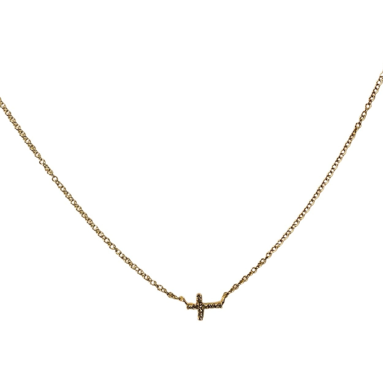 East West Diamond Cross Necklace