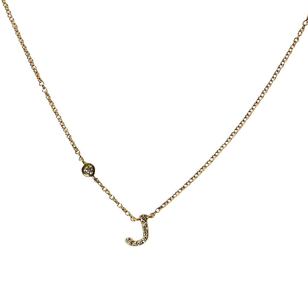 "J" Diamond Initial Necklace