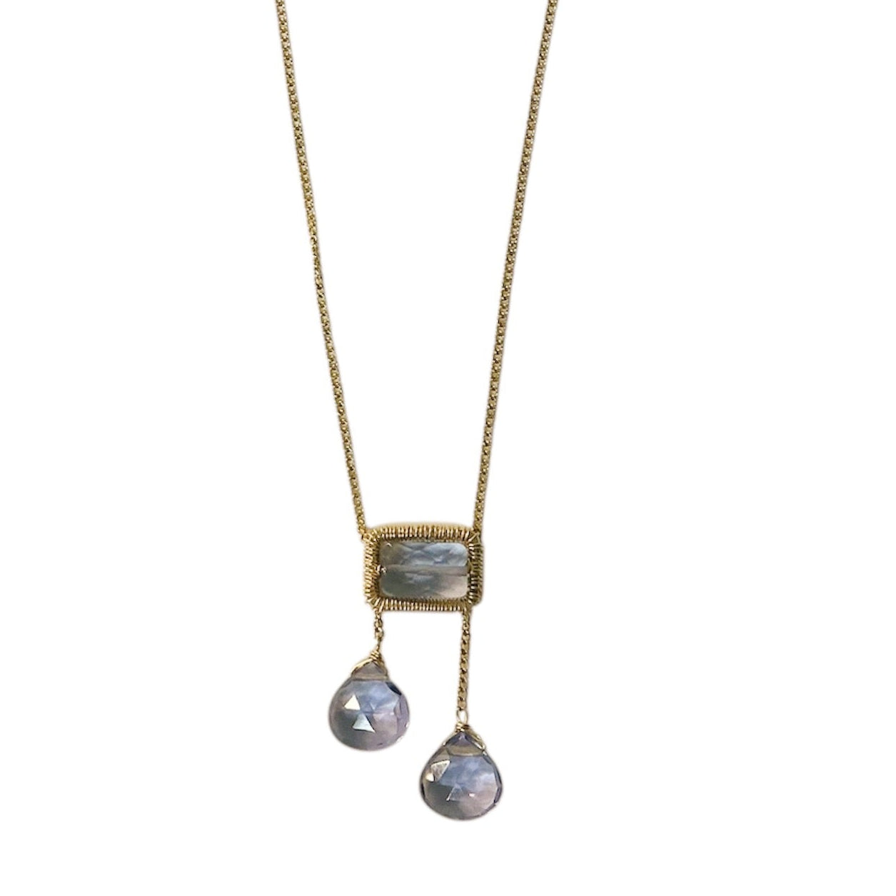 Iolite Quartz Dangle Necklace