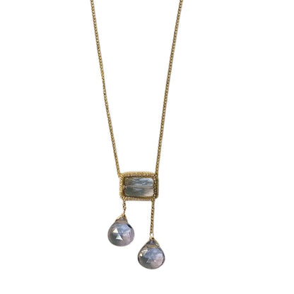 Iolite Quartz Dangle Necklace