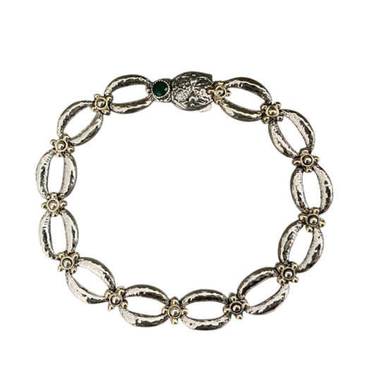 Mixed Metal Green Agate Bracelet