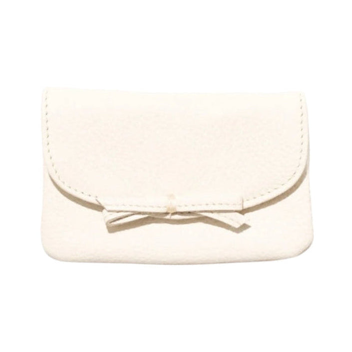 Beige pouch with a bow on a white background