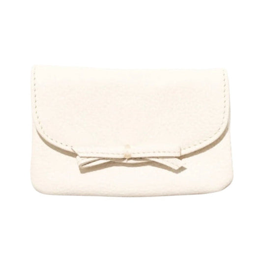 Beige pouch with a bow on a white background