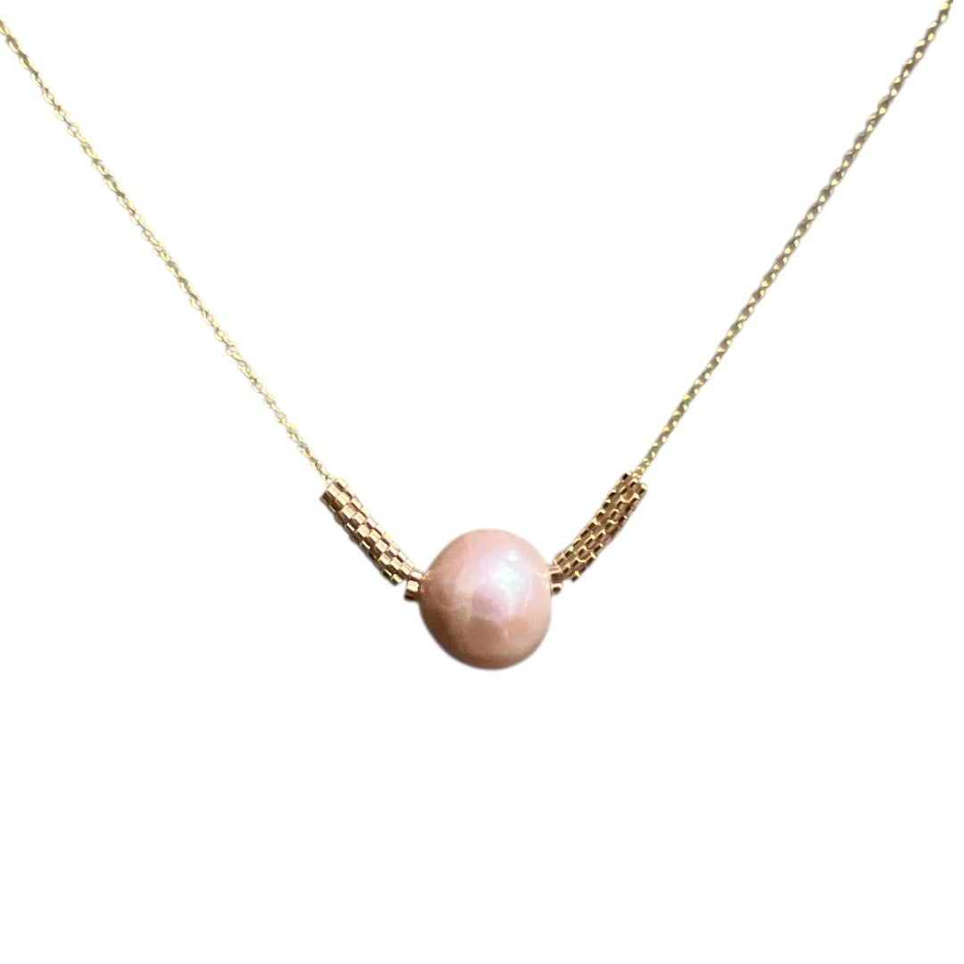Pink Pearl & Gold Accent Necklace