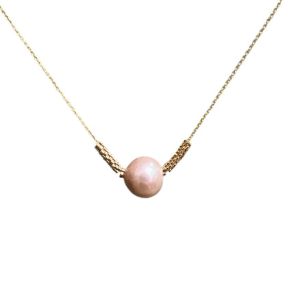 Pink Pearl & Gold Accent Necklace