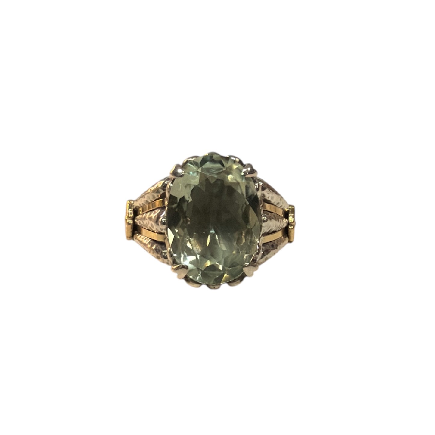 Mixed Metal Green Amethyst Oval Ring