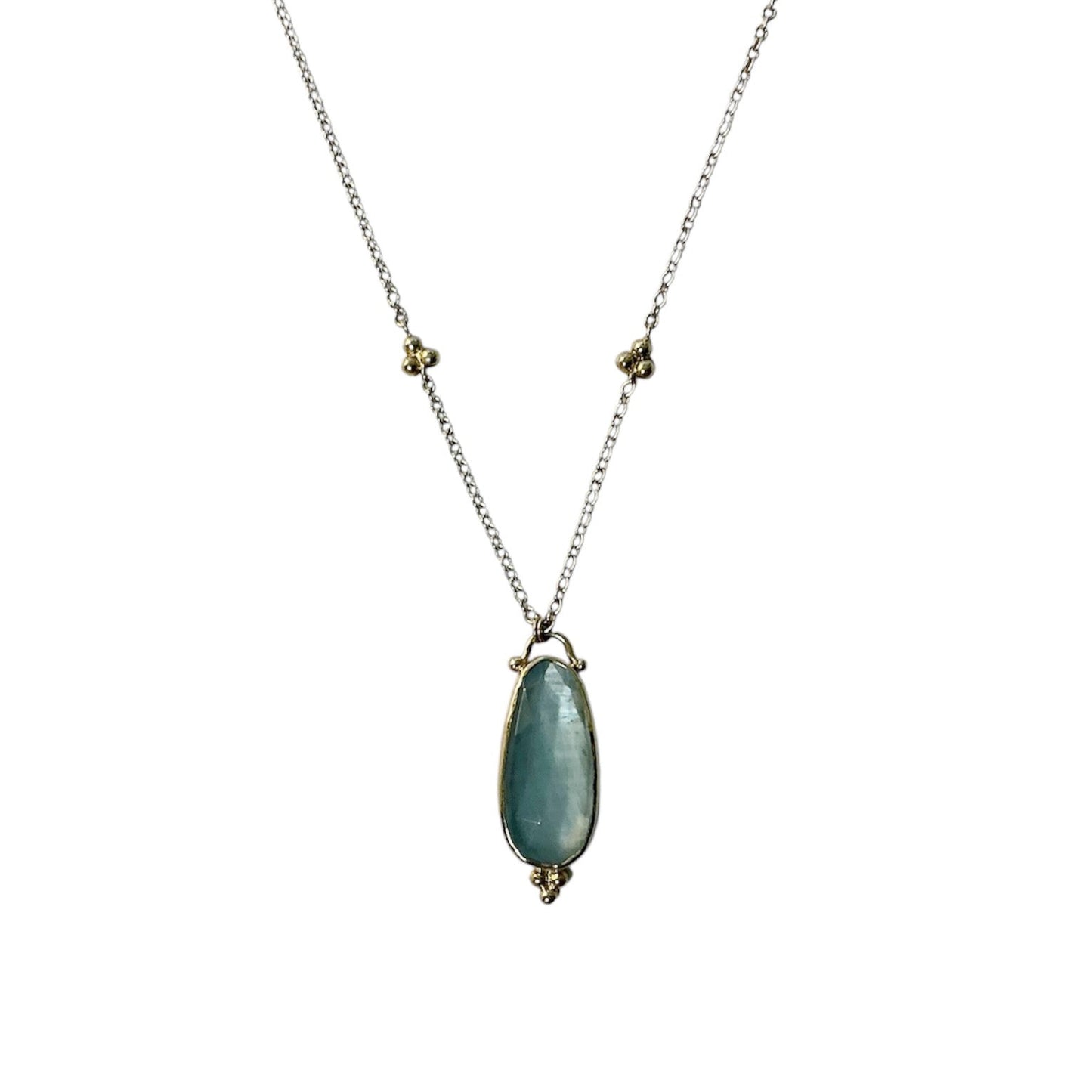Aquamarine Mixed Metal Necklace