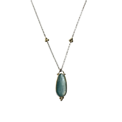Aquamarine Mixed Metal Necklace