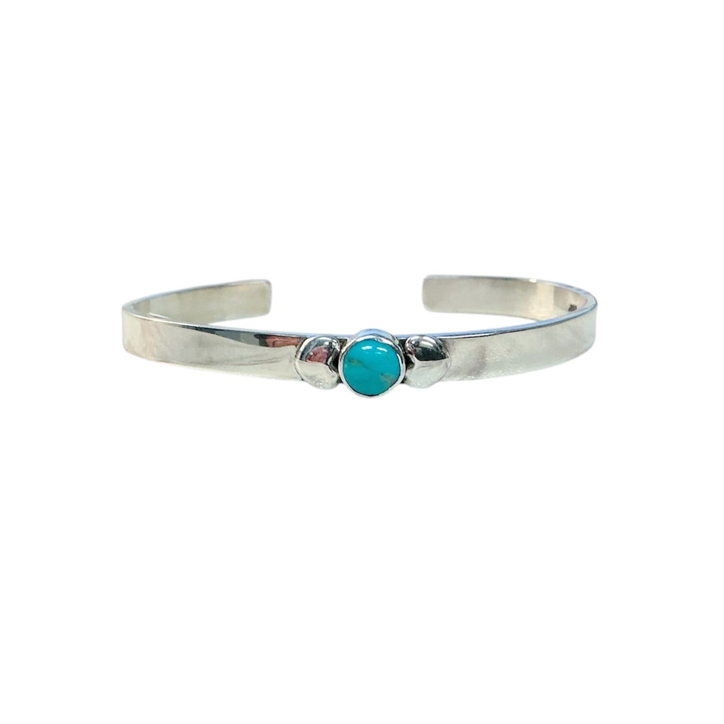 Thin Turquoise and Heart Cuff Bracelet
