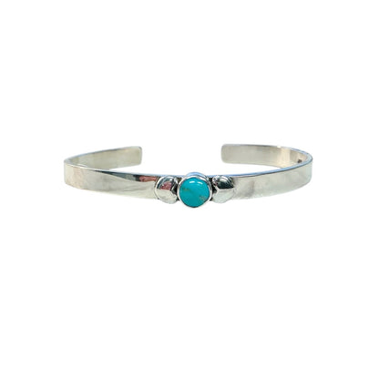Thin Turquoise and Heart Cuff Bracelet