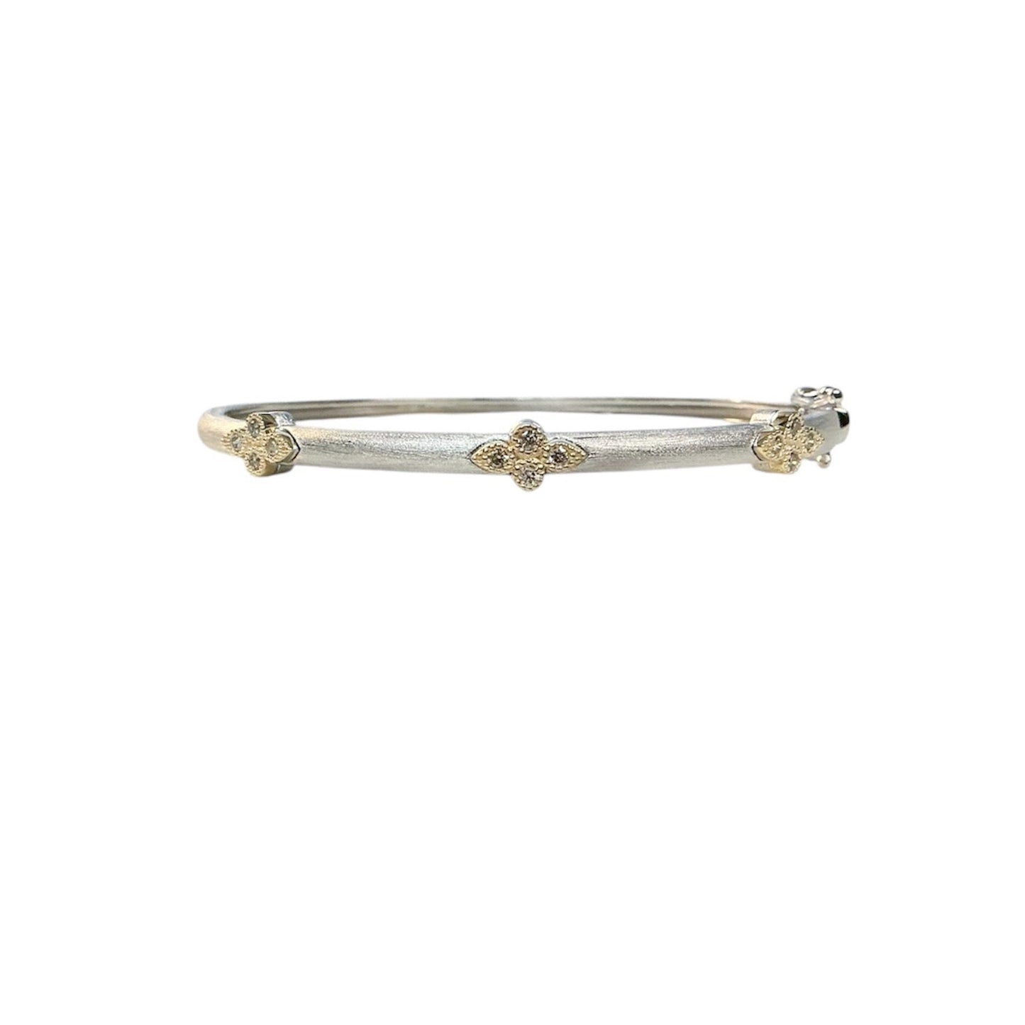 Thin Mixed Metal Diamond Quad Hinged Bracelet