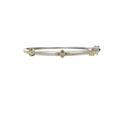 Thin Mixed Metal Diamond Quad Hinged Bracelet