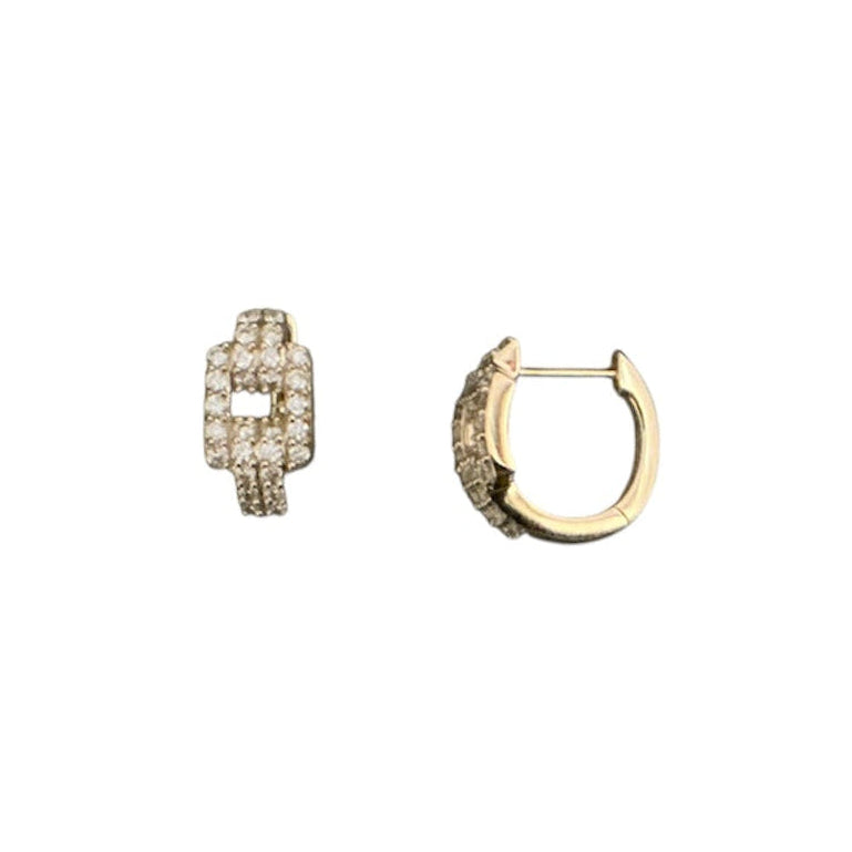 Diamond Link Huggie Earrings
