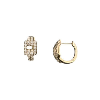 Diamond Link Huggie Earrings
