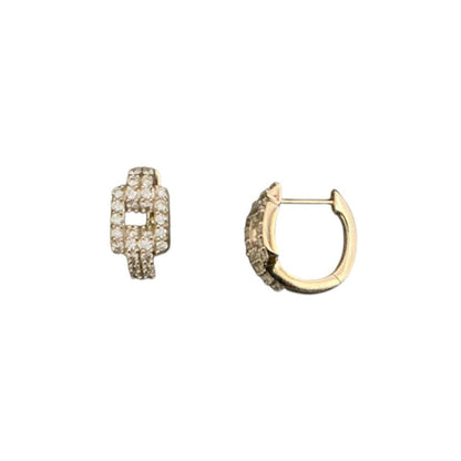 Diamond Link Huggie Earrings