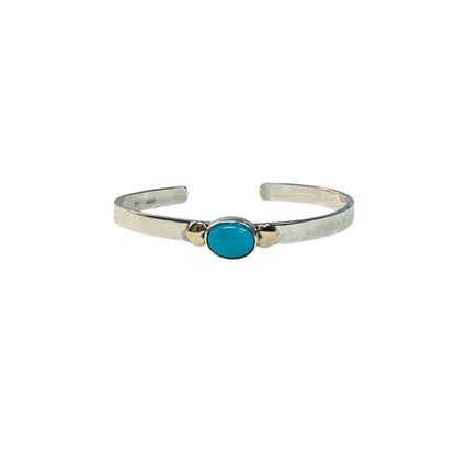 Thin Turquoise and Gold Heart Cuff Bracelet