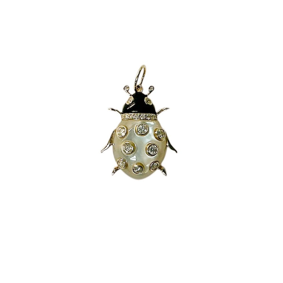 Mother of Pearl and Diamond Ladybug Pendant