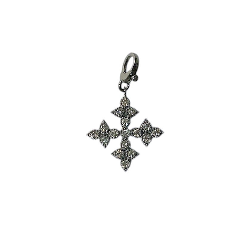 Oxidized Sterling Silver Diamond Cross Pendant