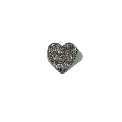 Sterling Silver Diamond Folded Heart Ring