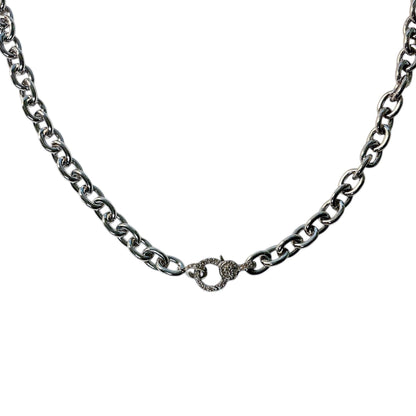 Sterling Silver Cable Chain with Diamond Clasp