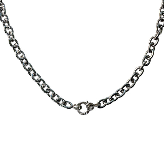 Sterling Silver Cable Chain with Diamond Clasp