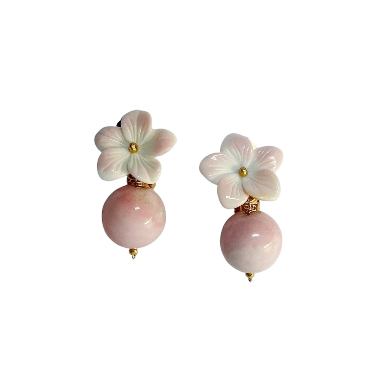 Conch Flower and Opal Drop Earrings