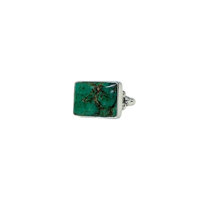Sterling Silver Rectangular Green Turquoise Ring