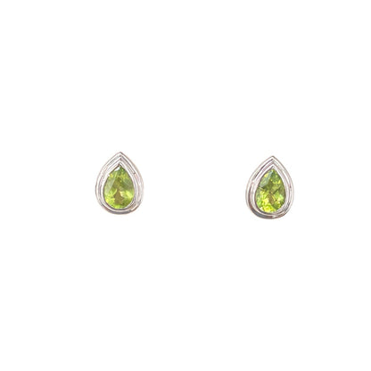 Silver & Peridot Teardrop Earrings