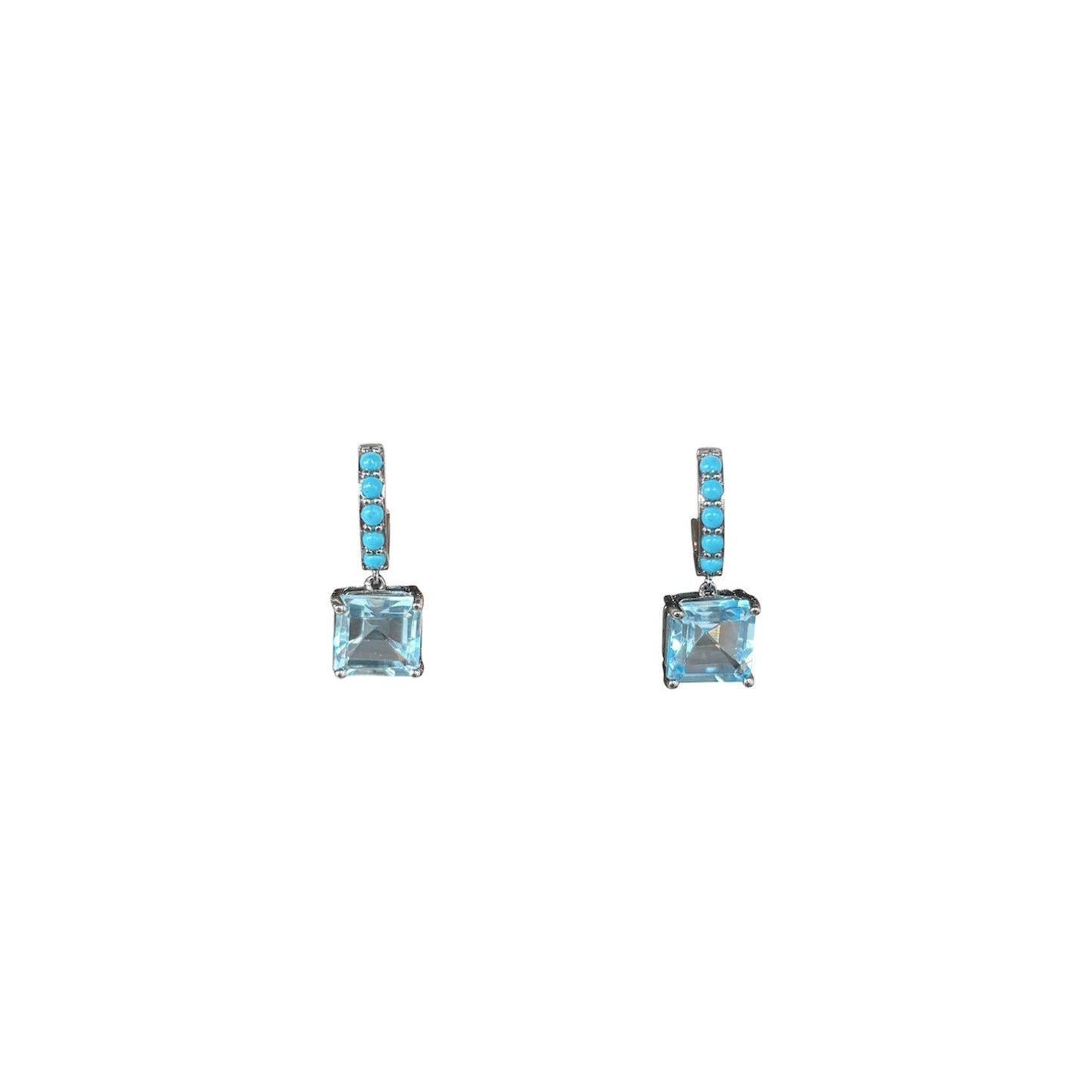 Turquoise and Sky-Blue Topaz Silver Earrings