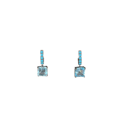 Turquoise and Sky-Blue Topaz Silver Earrings