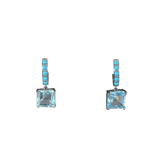 Turquoise and Sky-Blue Topaz Silver Earrings