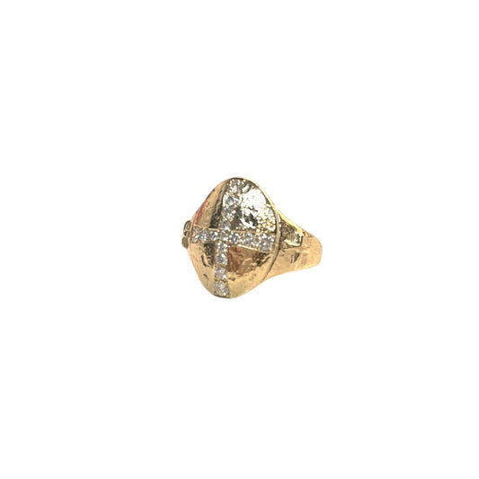 Gold Ring with Lab Grown Diamond Cross