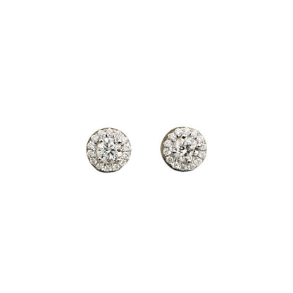 White Gold Diamond Halo Stud Earrings