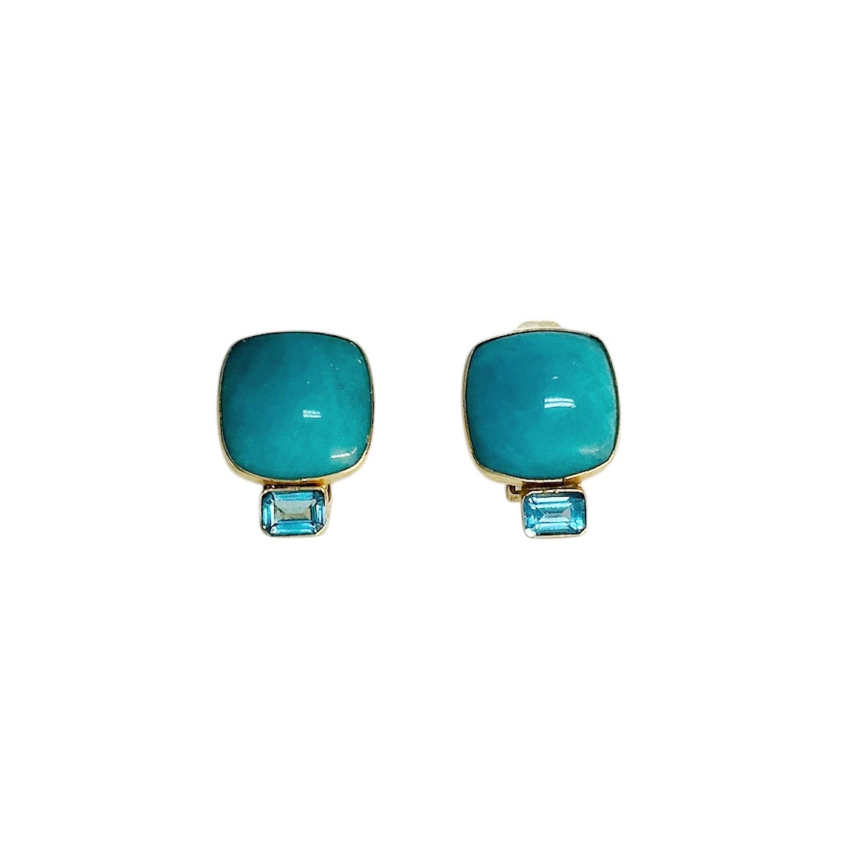 Amazonite Blue Topaz Clip Earrings