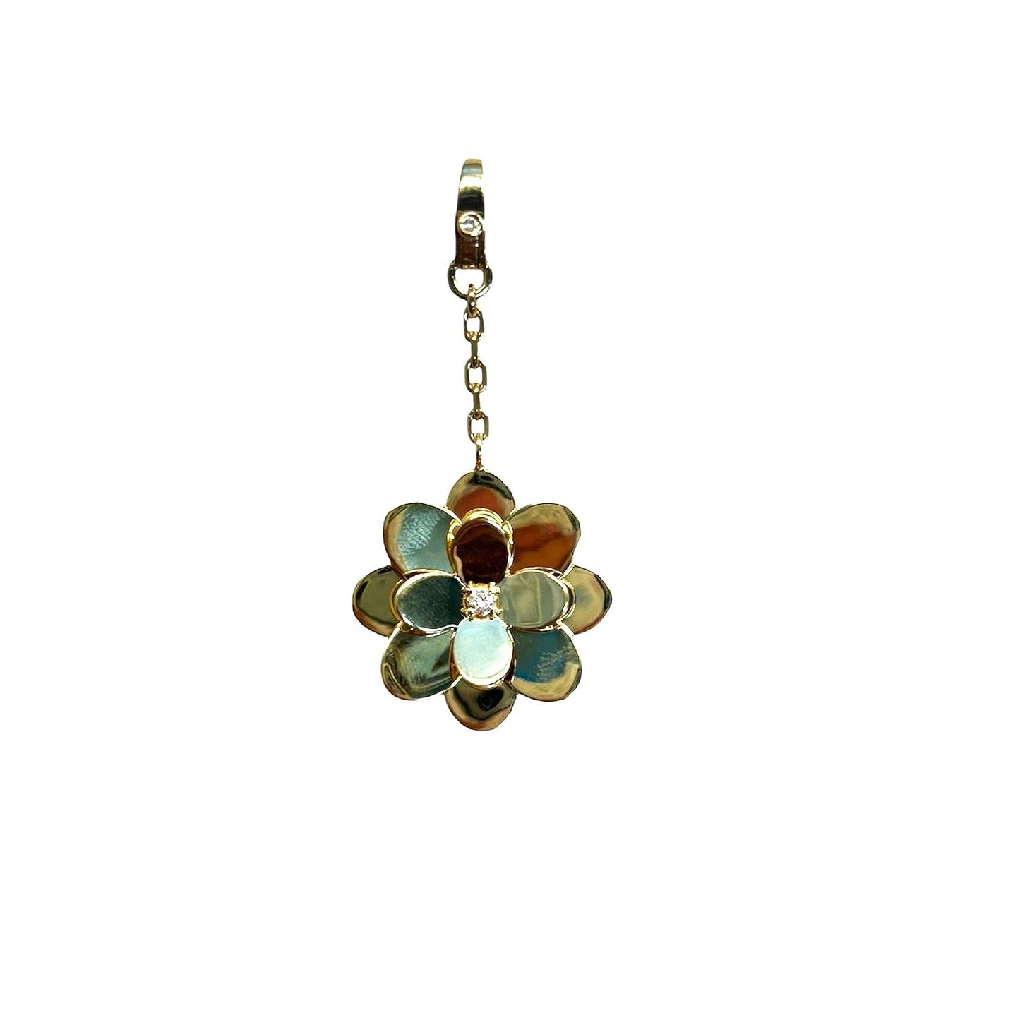 Flower Pendant with Center Diamond and Lobster Claw