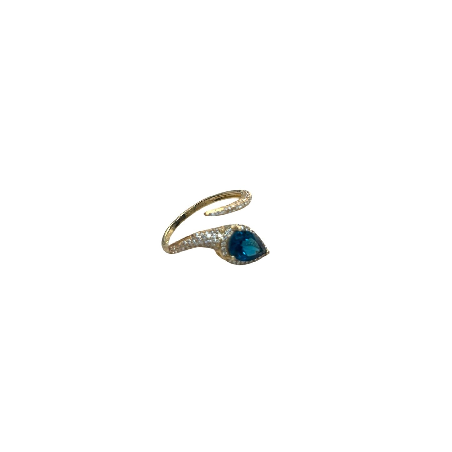 London Blue Topaz and Diamond Pear Shape Snake Ring