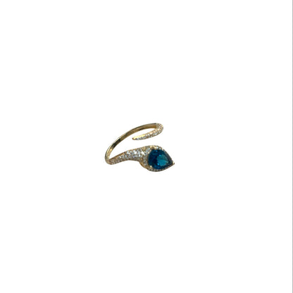 London Blue Topaz and Diamond Pear Shape Snake Ring